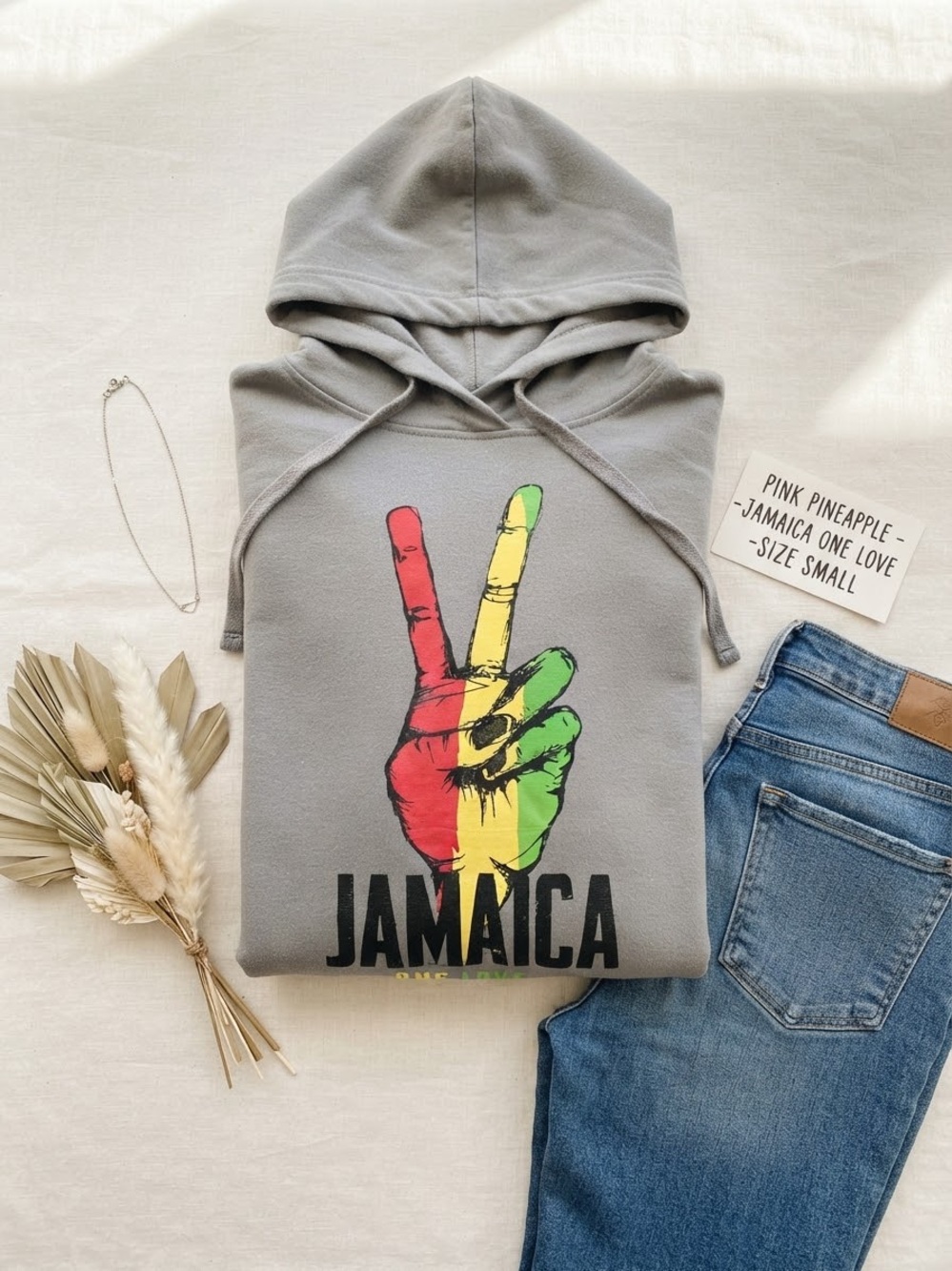 Pink Pineapple Jamaica "One Love" Grey Hoodie